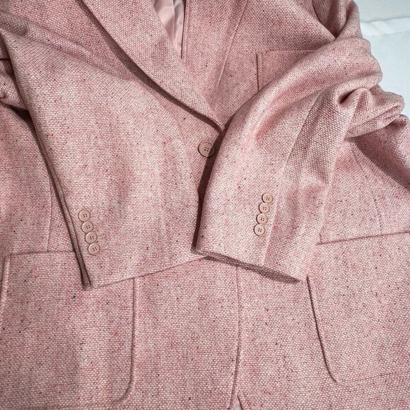 Talbots Womens Tweed Blazer Jacket Size 24W Pink Wool Blend Two Button Office - Picture 9 of 13